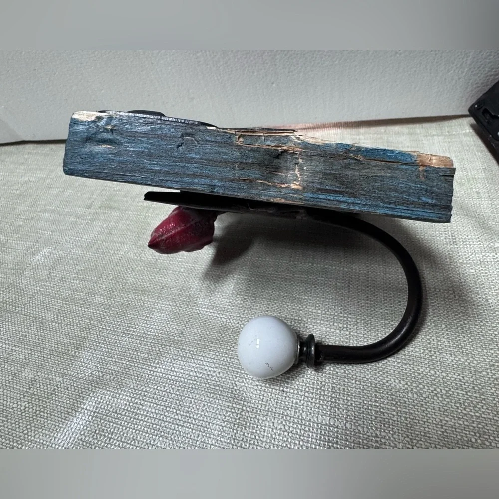 Rustic Bird Wall Hooks - Blue and Red